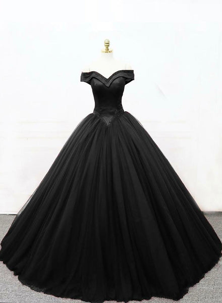 Black princess ball gown black formal ...